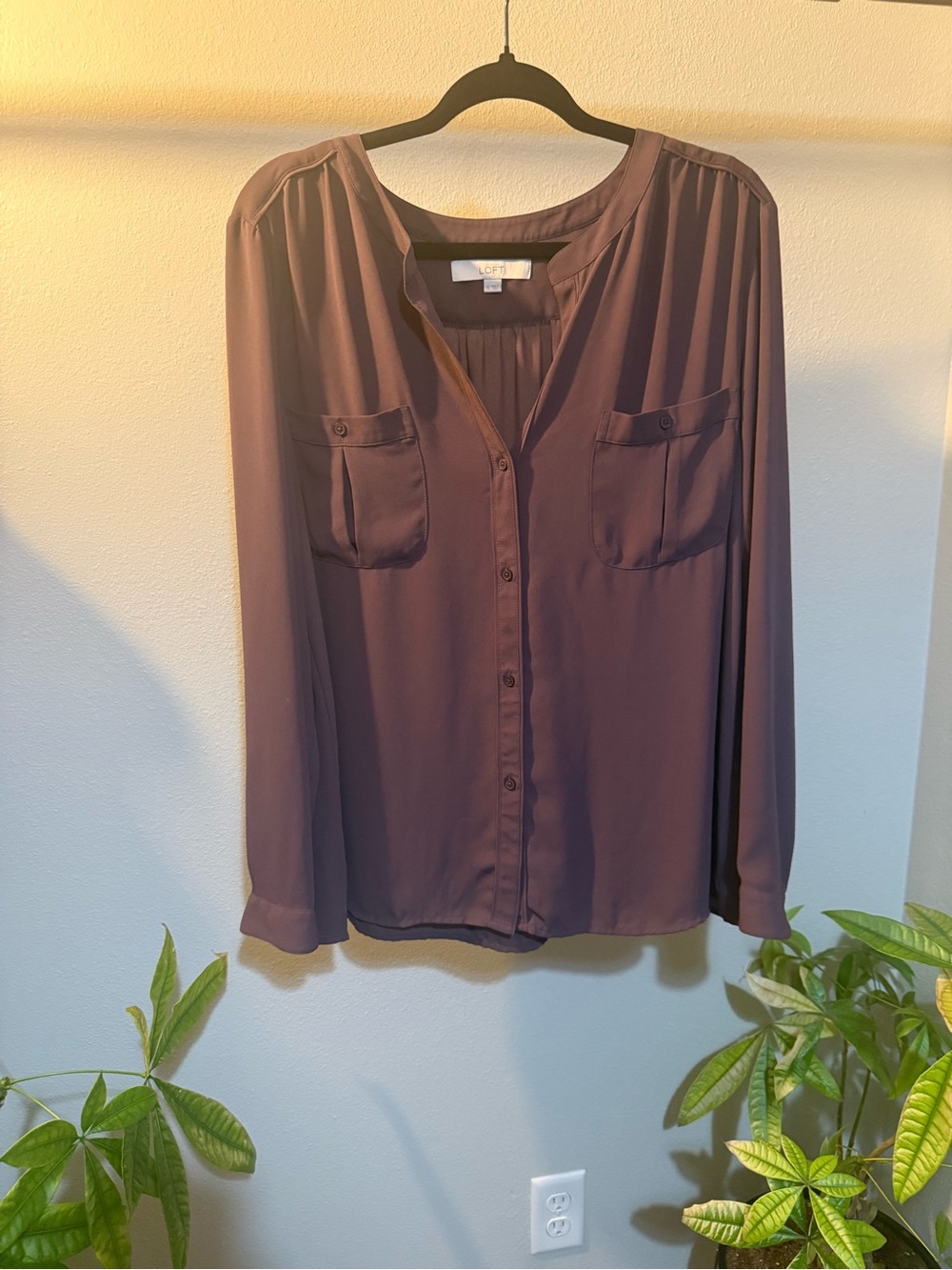 Ann Taylor LOFT Satin Utility Blouse – XL
